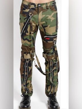 Reelistik NYC Green Camo Cargo Jeans-Army Stretch Zipper Cargo Split Jeans Sz 36